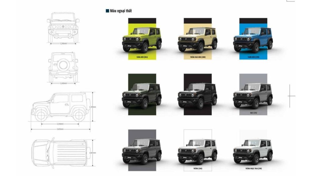 MÀU NGOẠI THẤT CỦA SUZUKI JIMNY